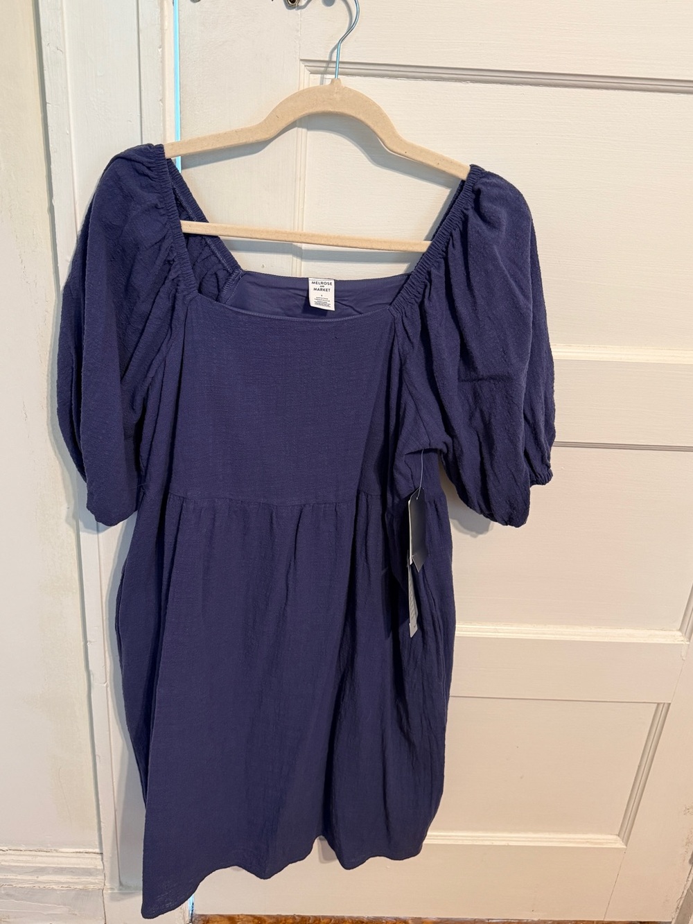 Melrose and Market Deep Blue Puff Sleeve Dress NWT